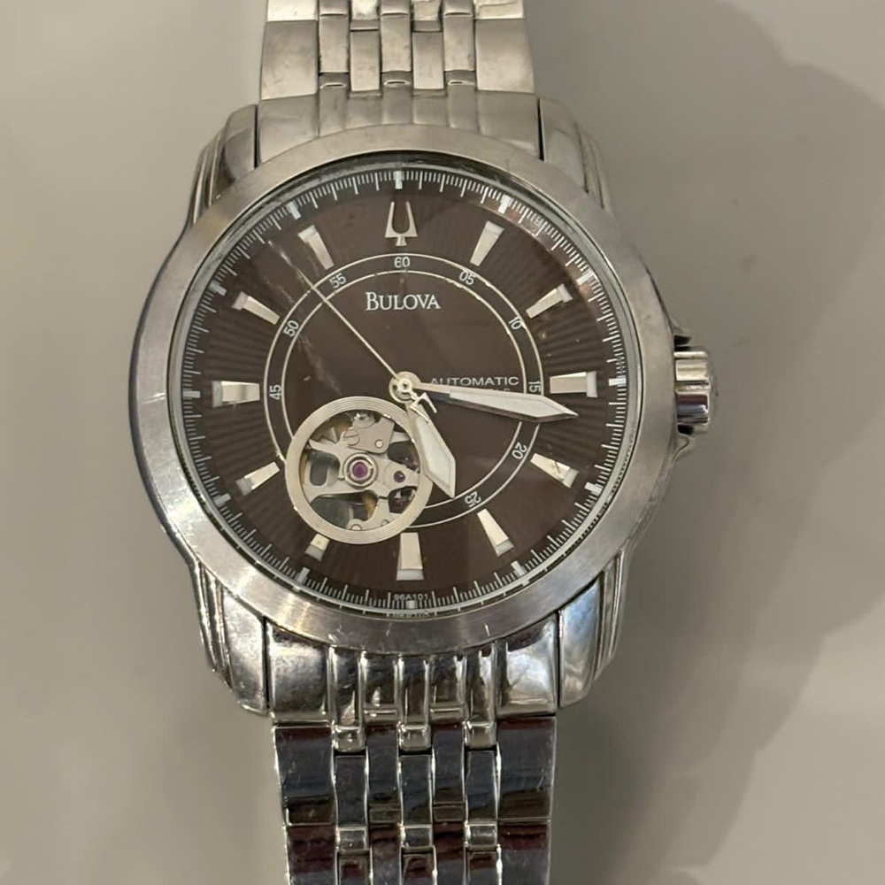 Bulova Silver and Brown Classic Watch